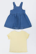 Floral Denim Pinafore Dress Set (3)