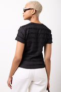 Black Crinkle Lace Detail Top (2)