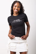 Black Embellished Graphic T-Shirt