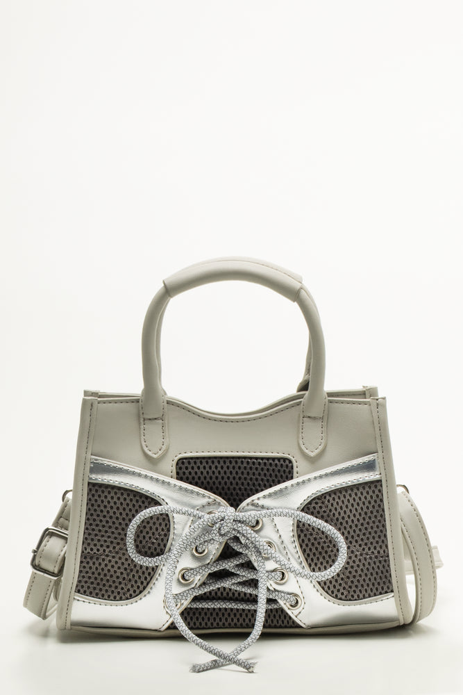 Silver Mesh Crossbody Handbag