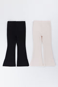 2 Pack Taupe Black Flare Leggings (2)