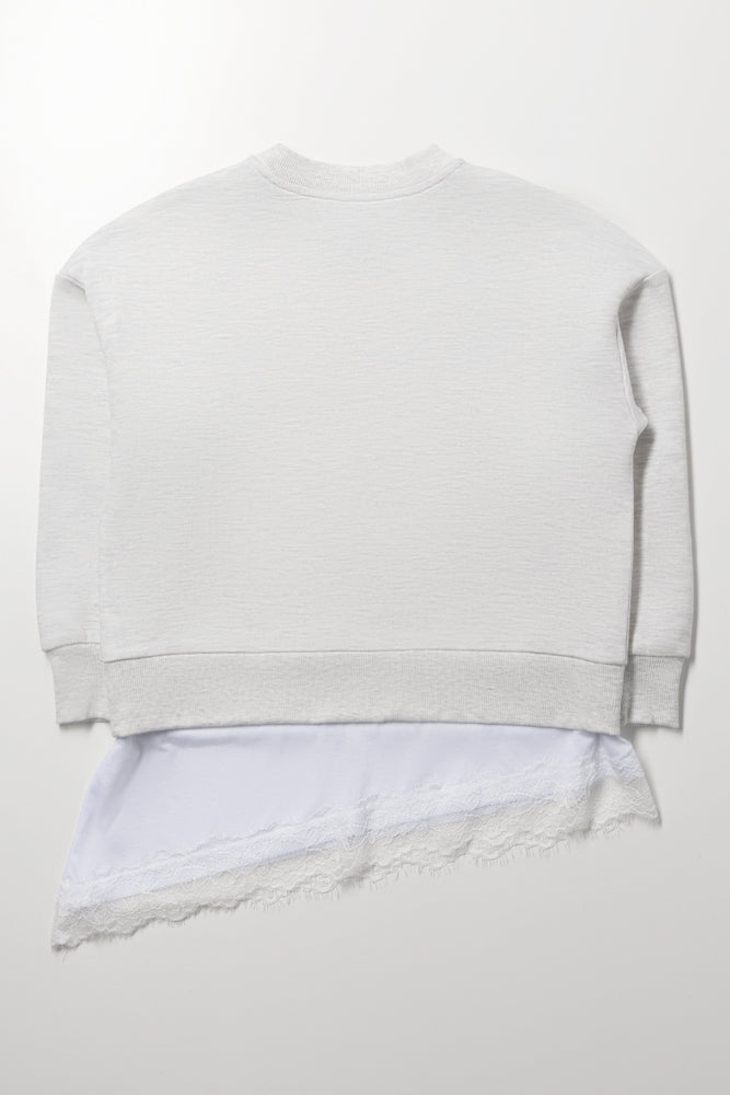 Grey Lace Detail Sweatshirt (3)