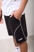 Black Piped Fleece Shorts (3)