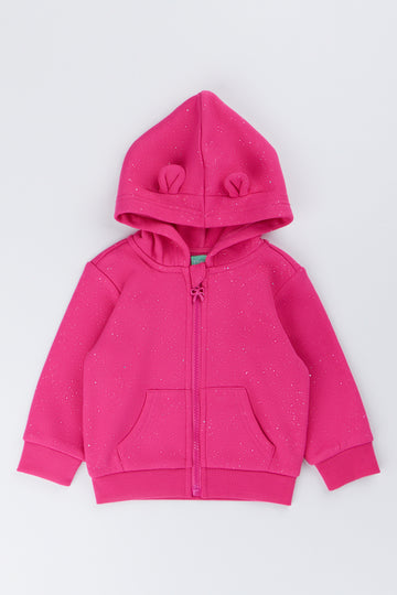 Pink Glitter Ear Detail Hoodie