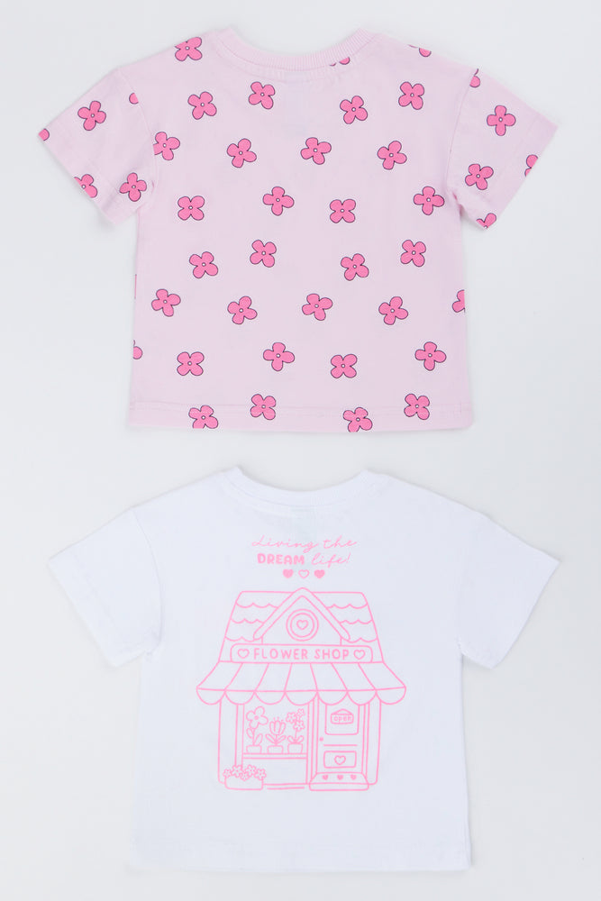 2 Pack Floral Print T-Shirts (2)