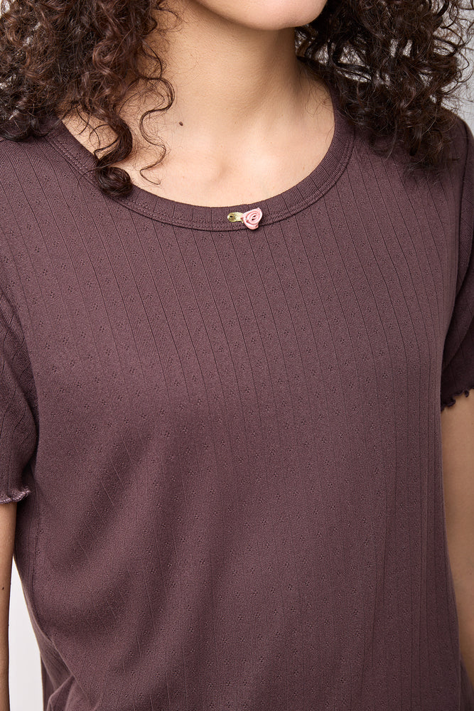 Chocolate Pointelle Knit Lounge Set (3)