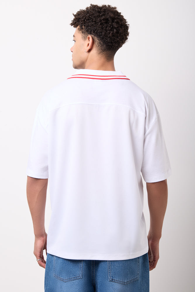Textured White Graphic Soccer T-Shirt (2)