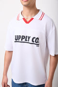 Textured White Graphic Soccer T-Shirt (3)