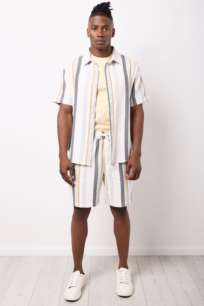 Textured Stripe Casual Shorts