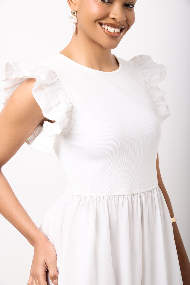 White Ruffled Midi Dress (3)