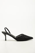 Black Embellished Kitten Heel Slingbacks (1)