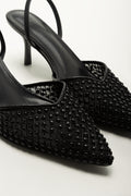 Black Embellished Kitten Heel Slingbacks (2)