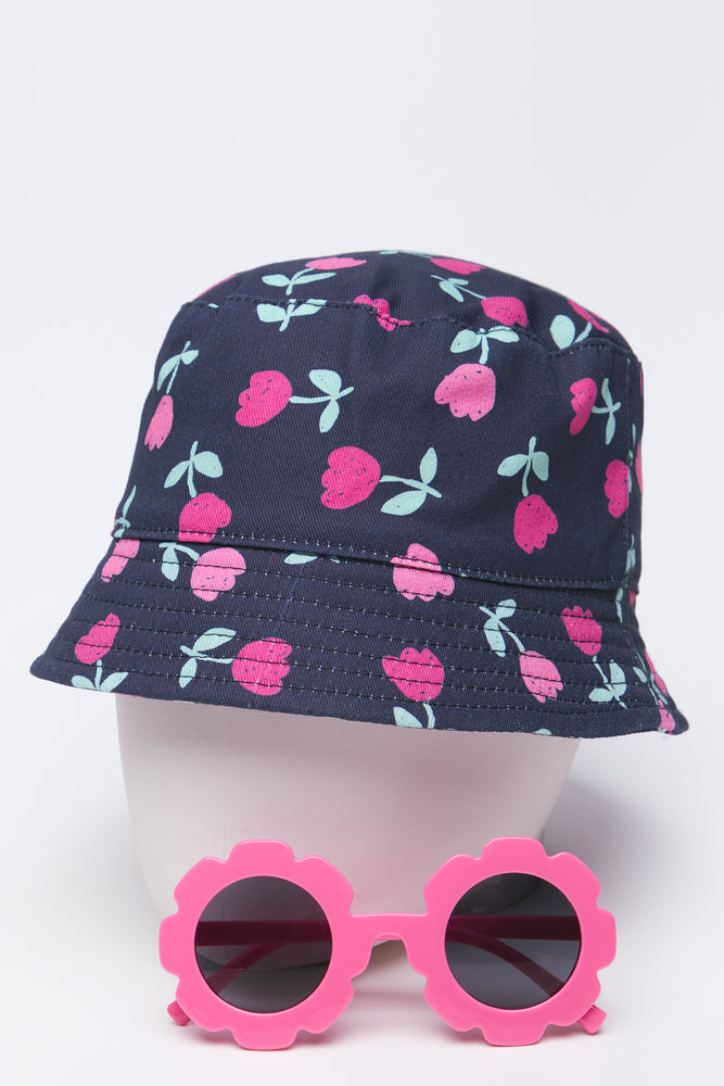 Tulip Print Bucket Hat & Sunglasses Set