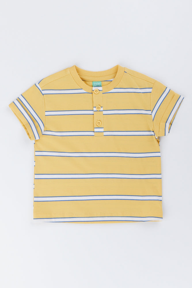 Yellow Stripe Henley T-Shirt