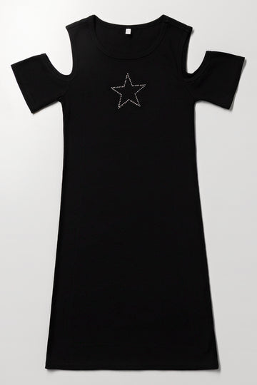 Black Cold Shoulder Star Dress