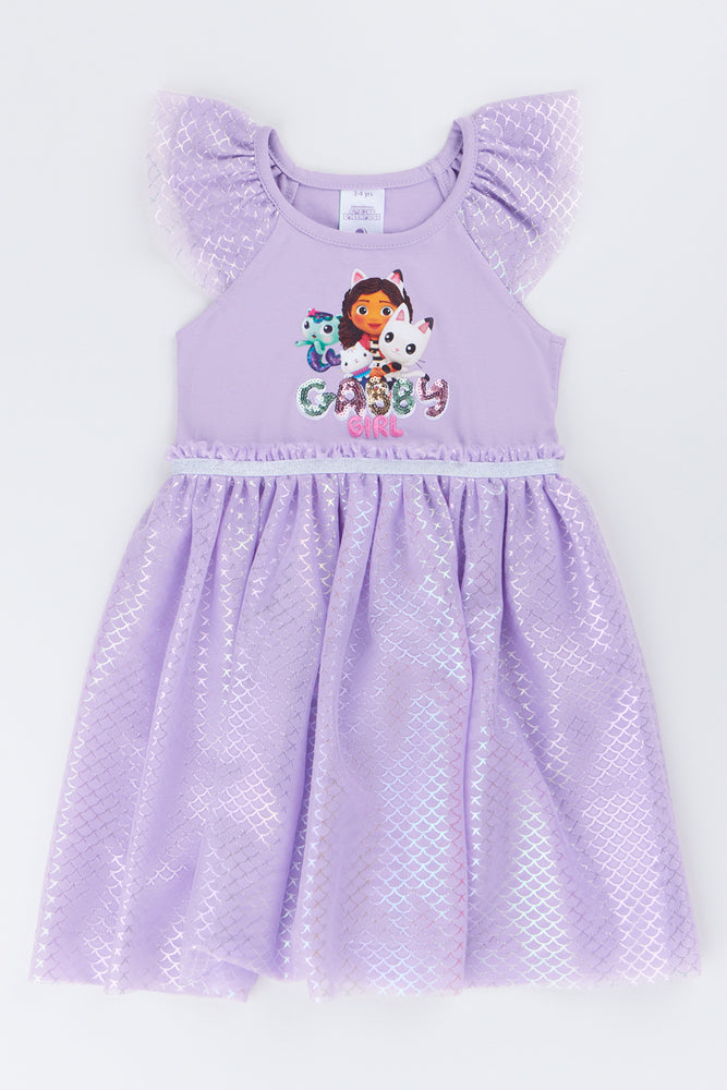 Purple Gabby Foil Tulle Dress