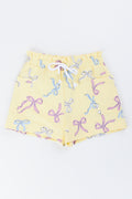 Yellow Bow Print Fleece Shorts