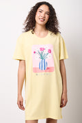 Yellow Floral Print Cotton Sleepshirt
