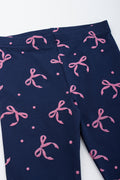 Navy Bow Print Leggings (1)