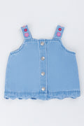 Blue Denim Embroidered Flower Top