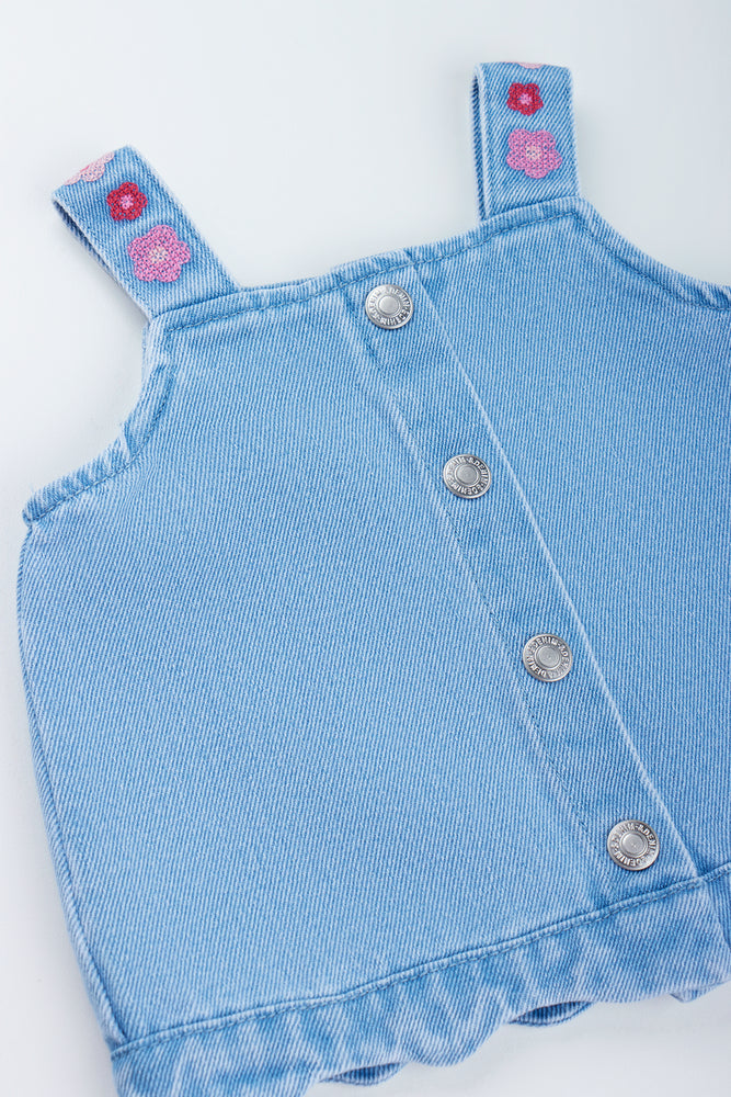 Blue Denim Embroidered Flower Top (1)