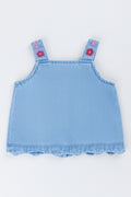 Blue Denim Embroidered Flower Top (2)