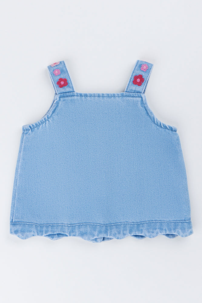 Blue Denim Embroidered Flower Top (2)