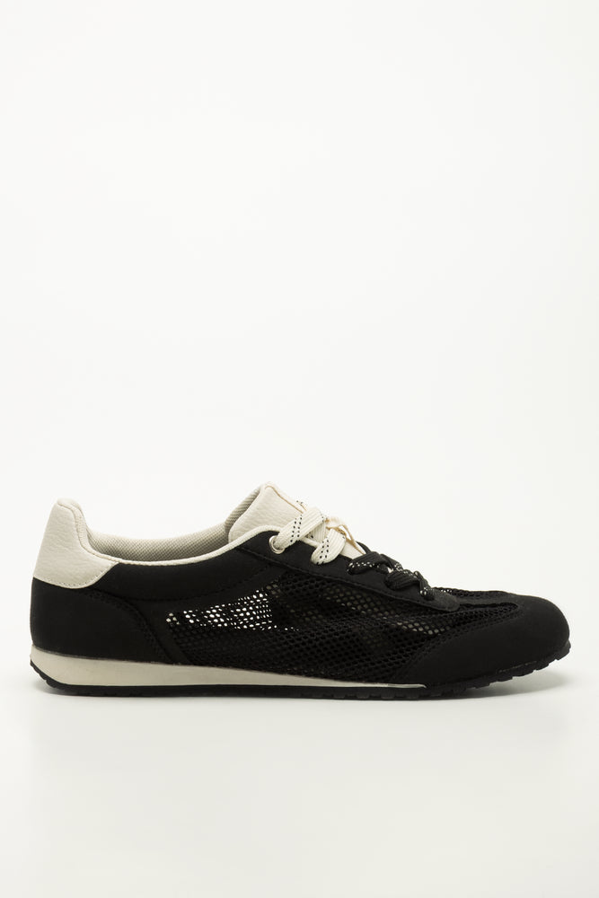 Black Mesh Flat Casual Sneakers (1)