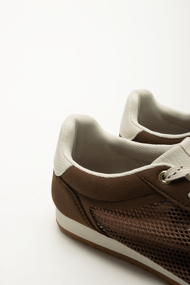 Brown Mesh Low Top Sneakers (3)