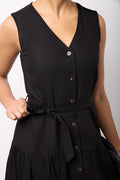 Black Linen Blend Shirt Dress (3)