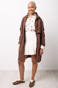 Brown Longer Length Rain Parka Jacket