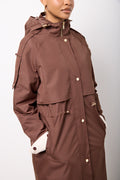 Brown Longer Length Rain Parka Jacket (3)
