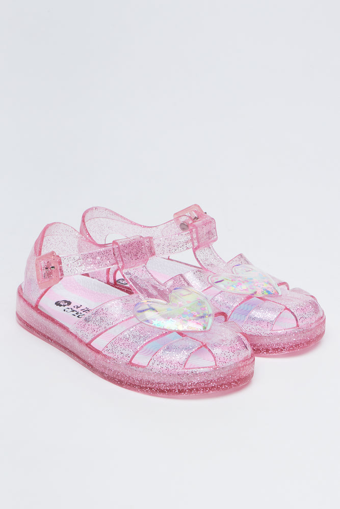 Glitter Heart Jelly Sandals