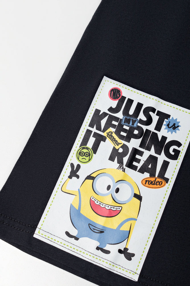 Charcoal Minions Printed T-Shirt (2)