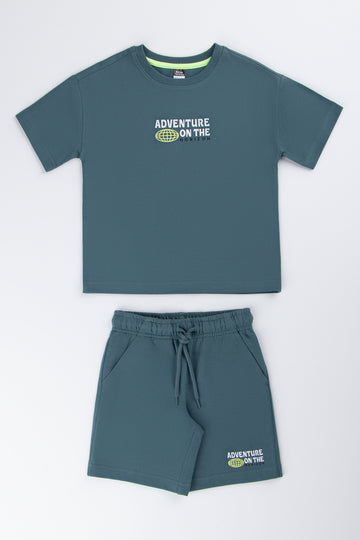 Teal Adventure Graphic T-Shirt Set