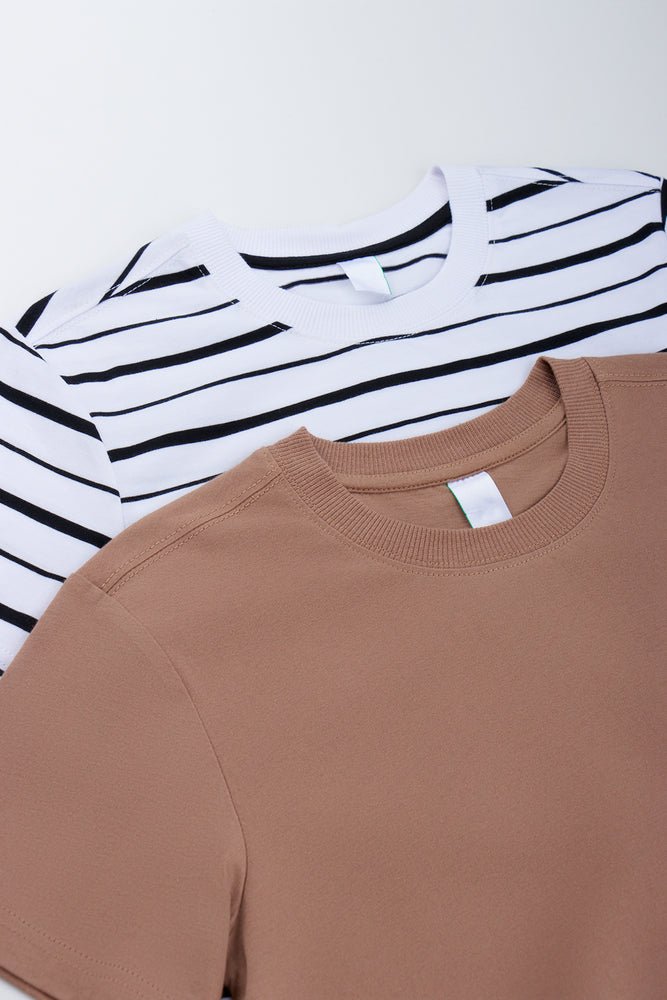 2 Pack Short Sleeve Stripe T-Shirt (1)