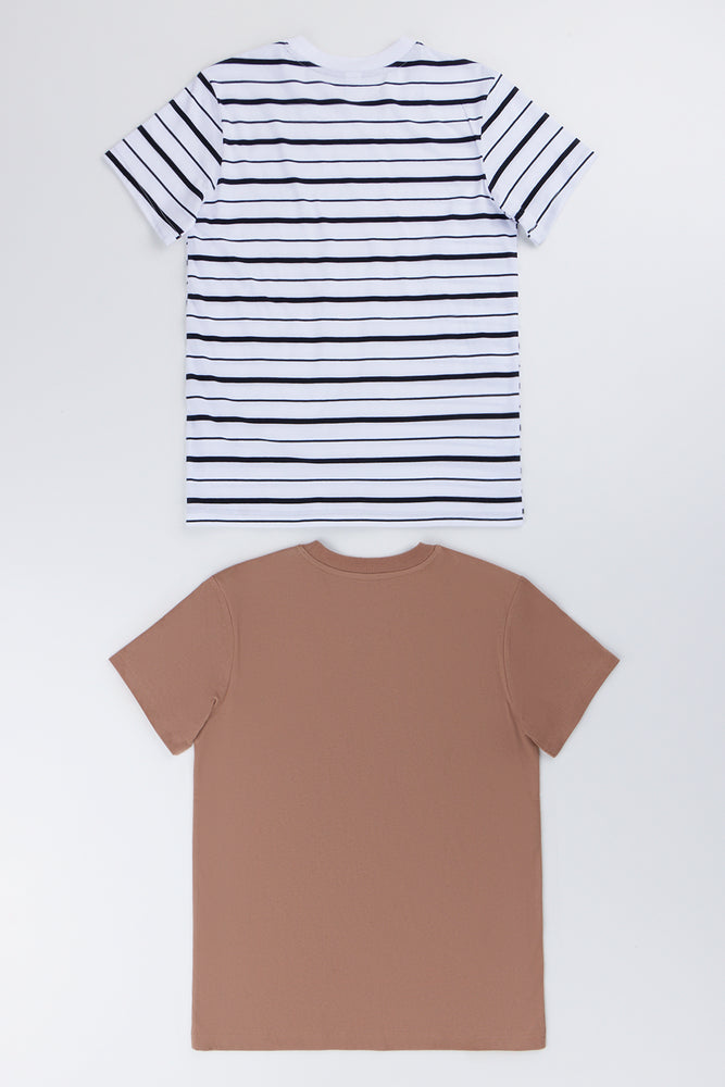 2 Pack Short Sleeve Stripe T-Shirt (2)