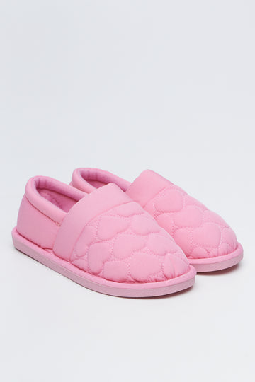 Pink Heart Quilted Indoor Slippers