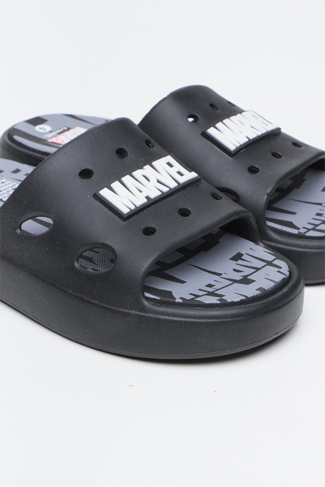 Marvel Graphic Print Black Slides (2)