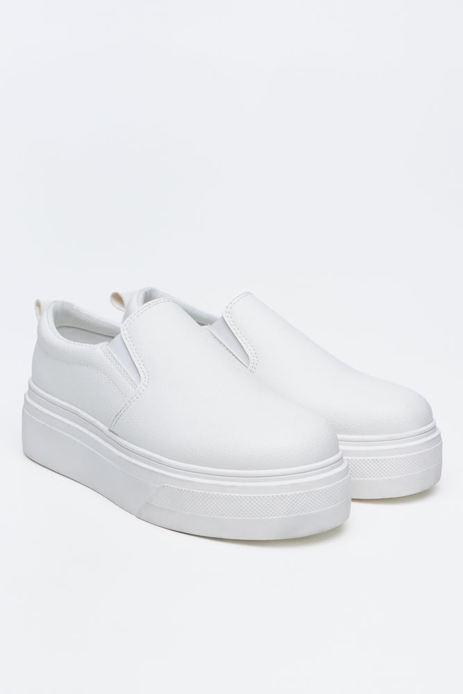 White Platform Slip On Sneakers