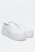 White Platform Slip On Sneakers