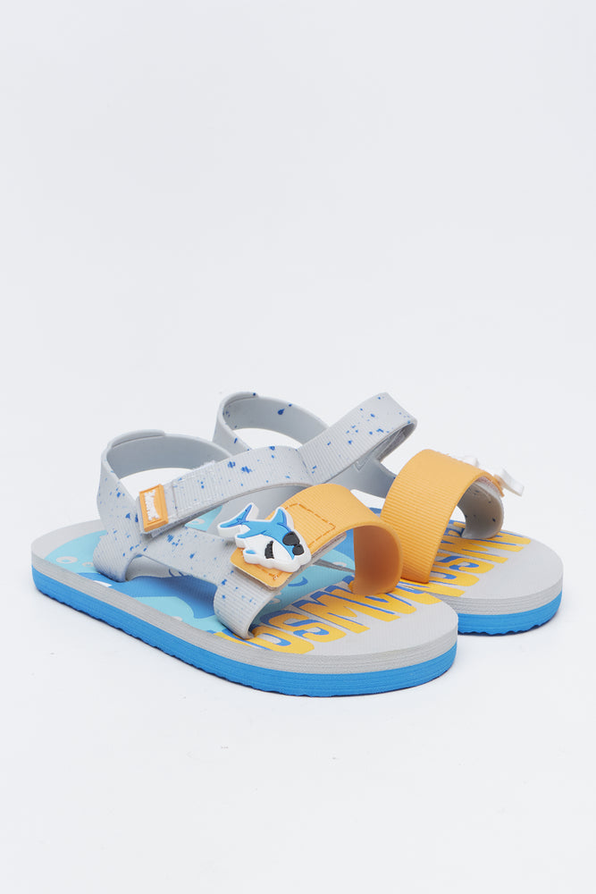 Grey Shark Print Toddler Sandals
