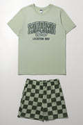 Green Miami Print Pajama Set