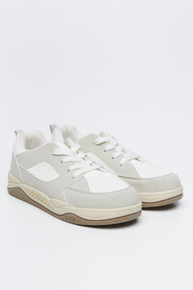 Cream Perforated Skate Sneakers
