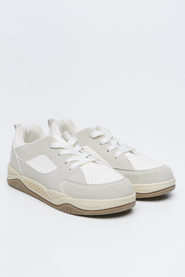 Cream Perforated Skate Sneakers