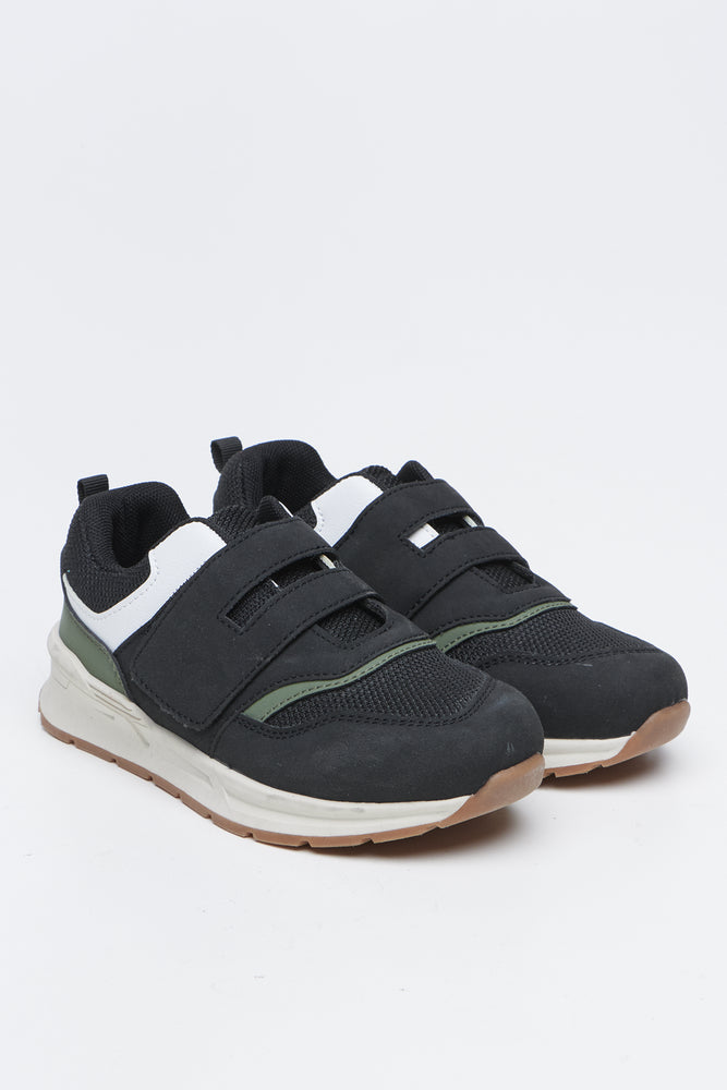 Black Velco Mesh Retro Trainers
