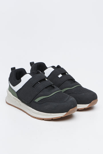 Black Velco Mesh Retro Trainers