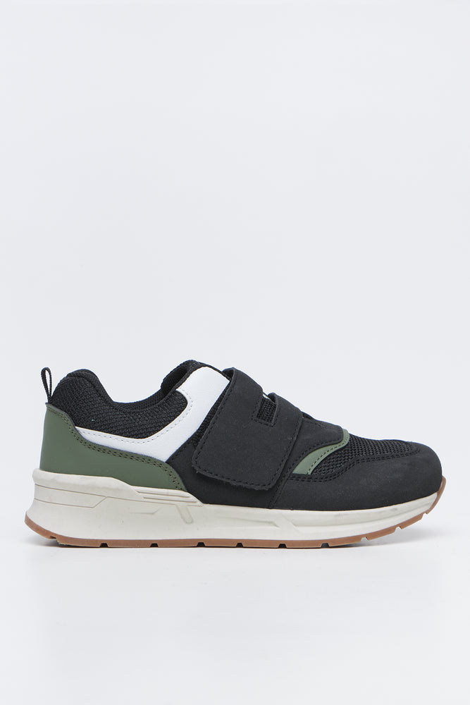Black Velco Mesh Retro Trainers (1)