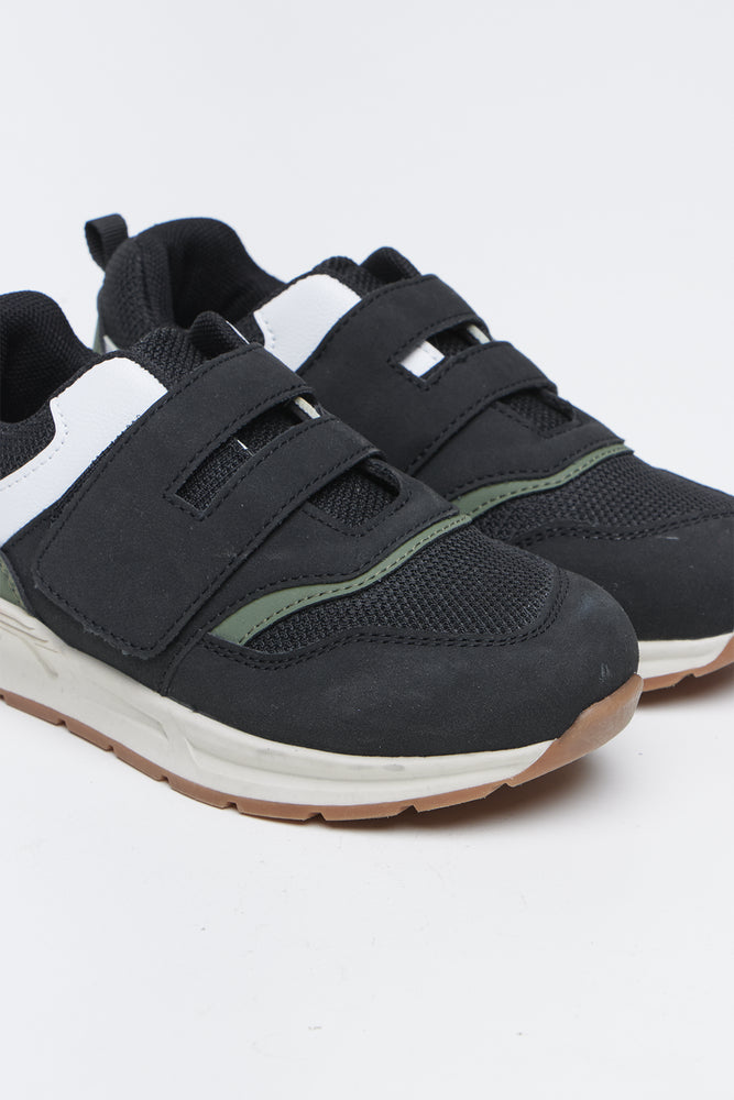 Black Velco Mesh Retro Trainers (2)