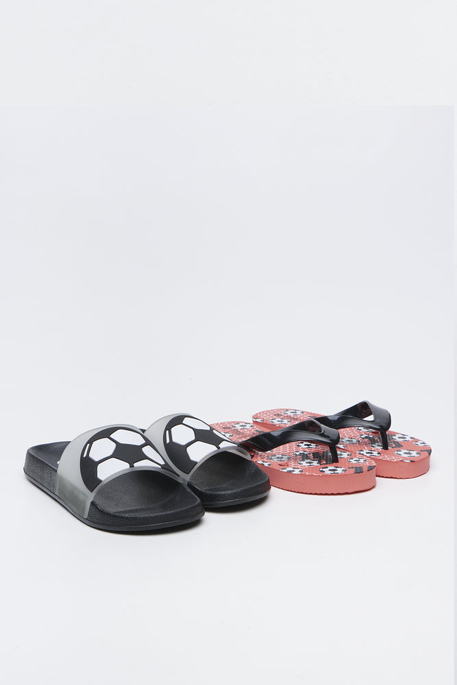 2 Pack Soccer Graphic Sandals